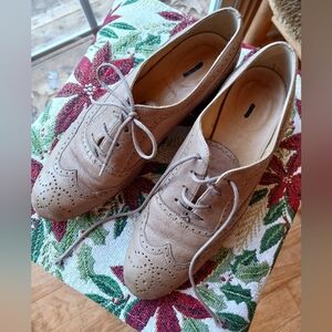 Vintage J Crew Leather Oxford Shoes 90s Tan Oxford Lace Up Cottagecore